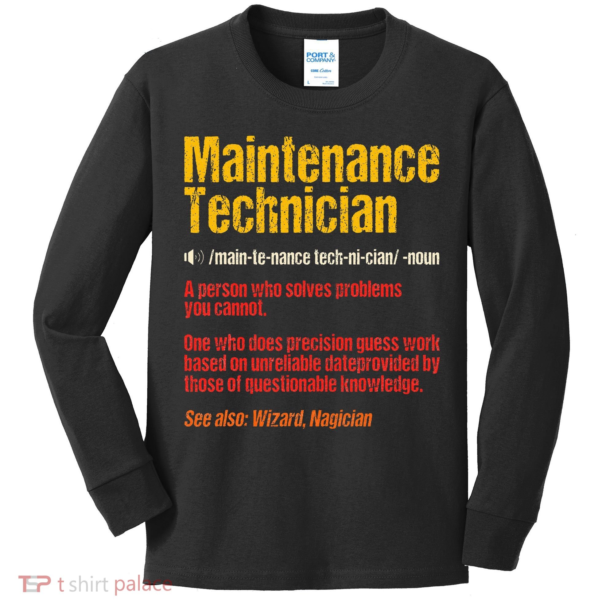 Maintenance Man retro Definition Technician  Kids Long Sleeve Shirt