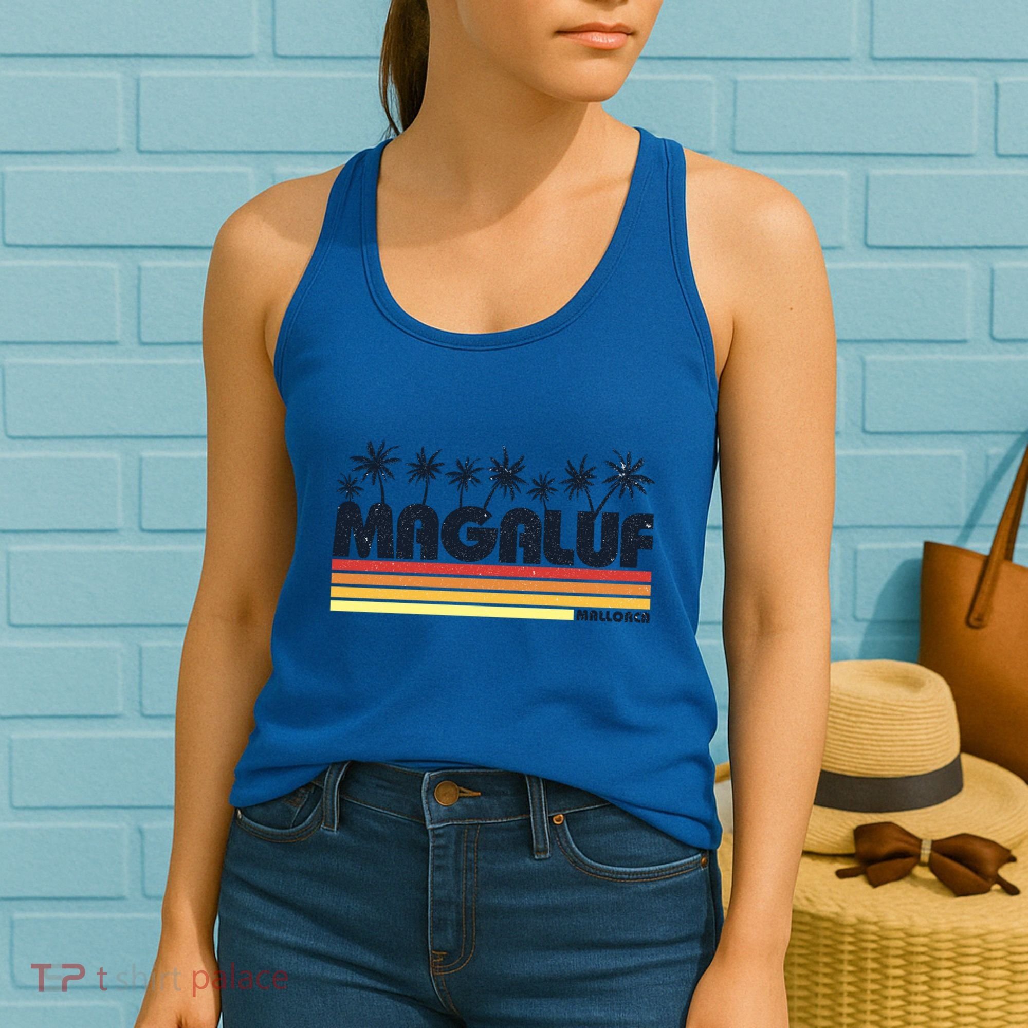Magaluf Majorca Spain Retro Beach Tourism Meaningful Gift Women's Tank Top
