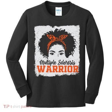 Ms Multiple Sclerosis Awareness Orange Ribbon Kids Long Sleeve Shirt