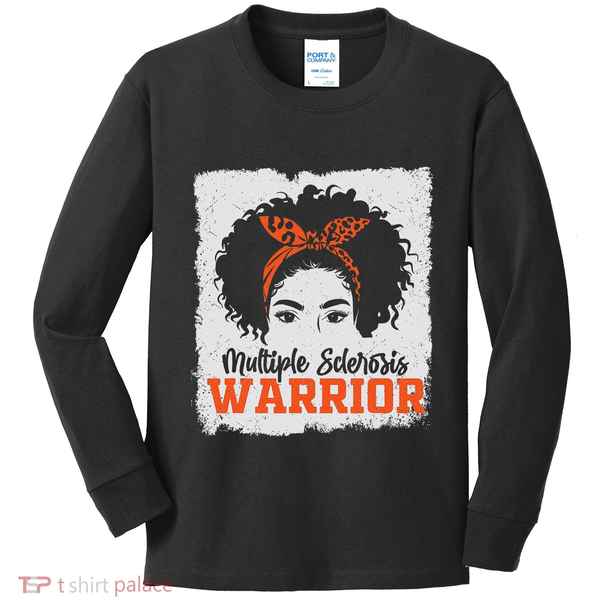 Ms Multiple Sclerosis Awareness Orange Ribbon Kids Long Sleeve Shirt