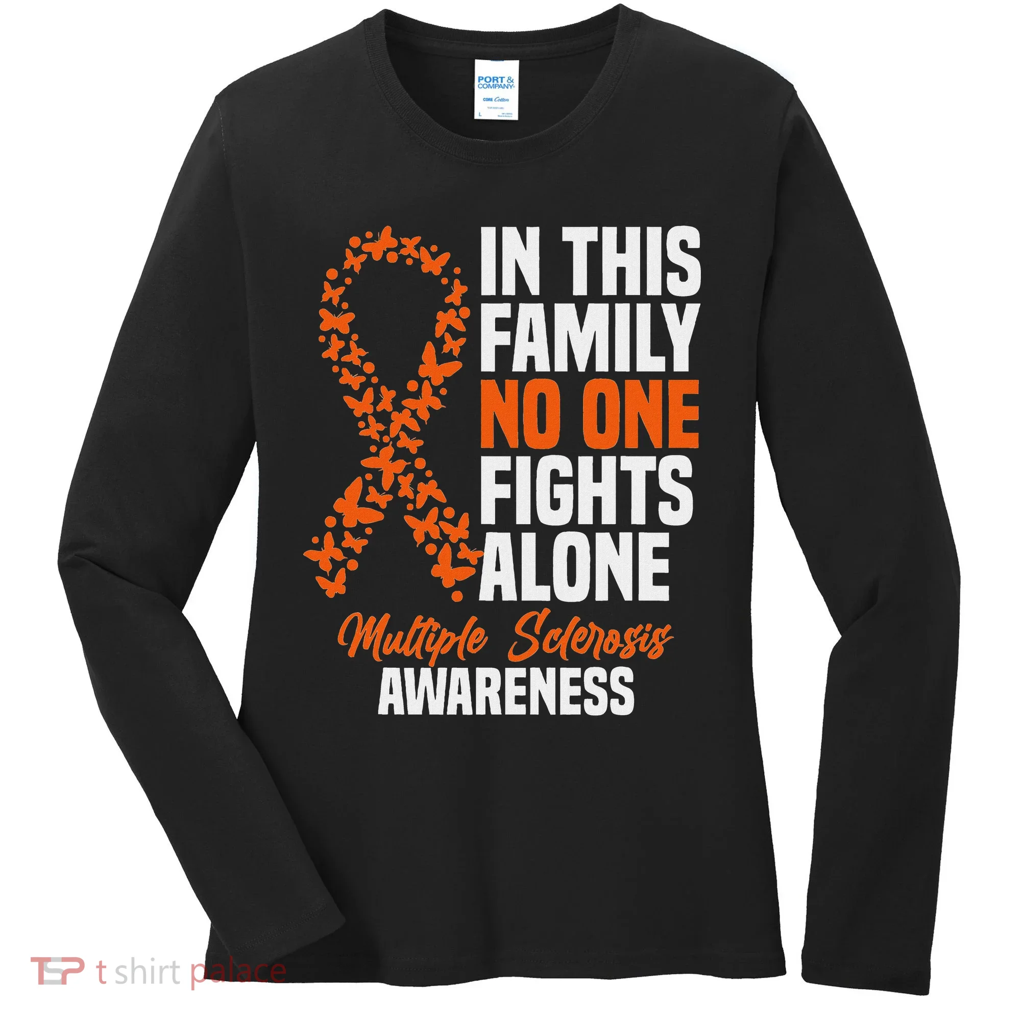 Ms Multiple Sclerosis Awareness Orange Ribbon Gift Women's Long Sleeve Shirt