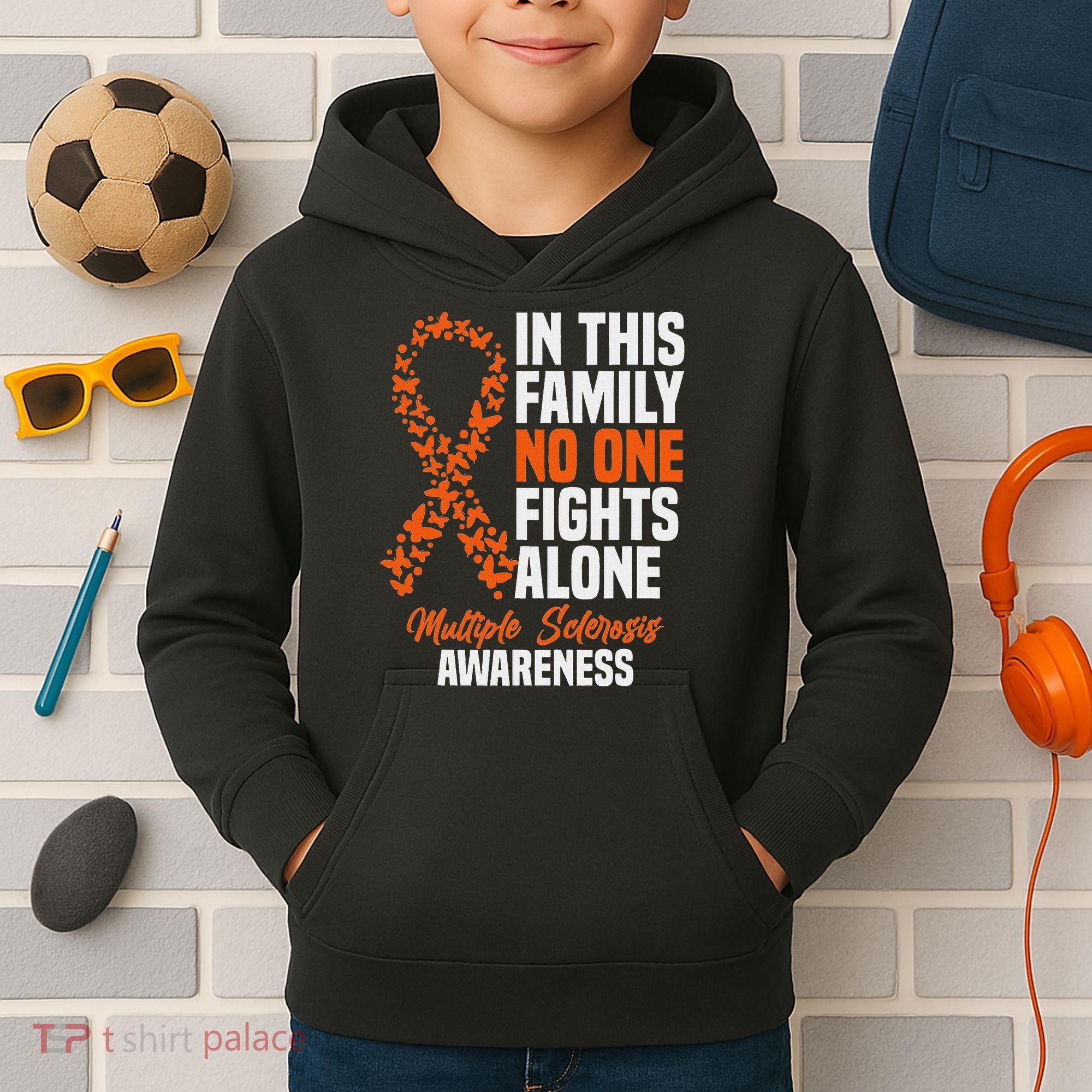 Ms Multiple Sclerosis Awareness Orange Ribbon Gift Kids Hoodie