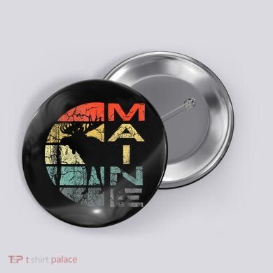 Maine Moose Silhouette Retro Sunset Acadia Vintage Button