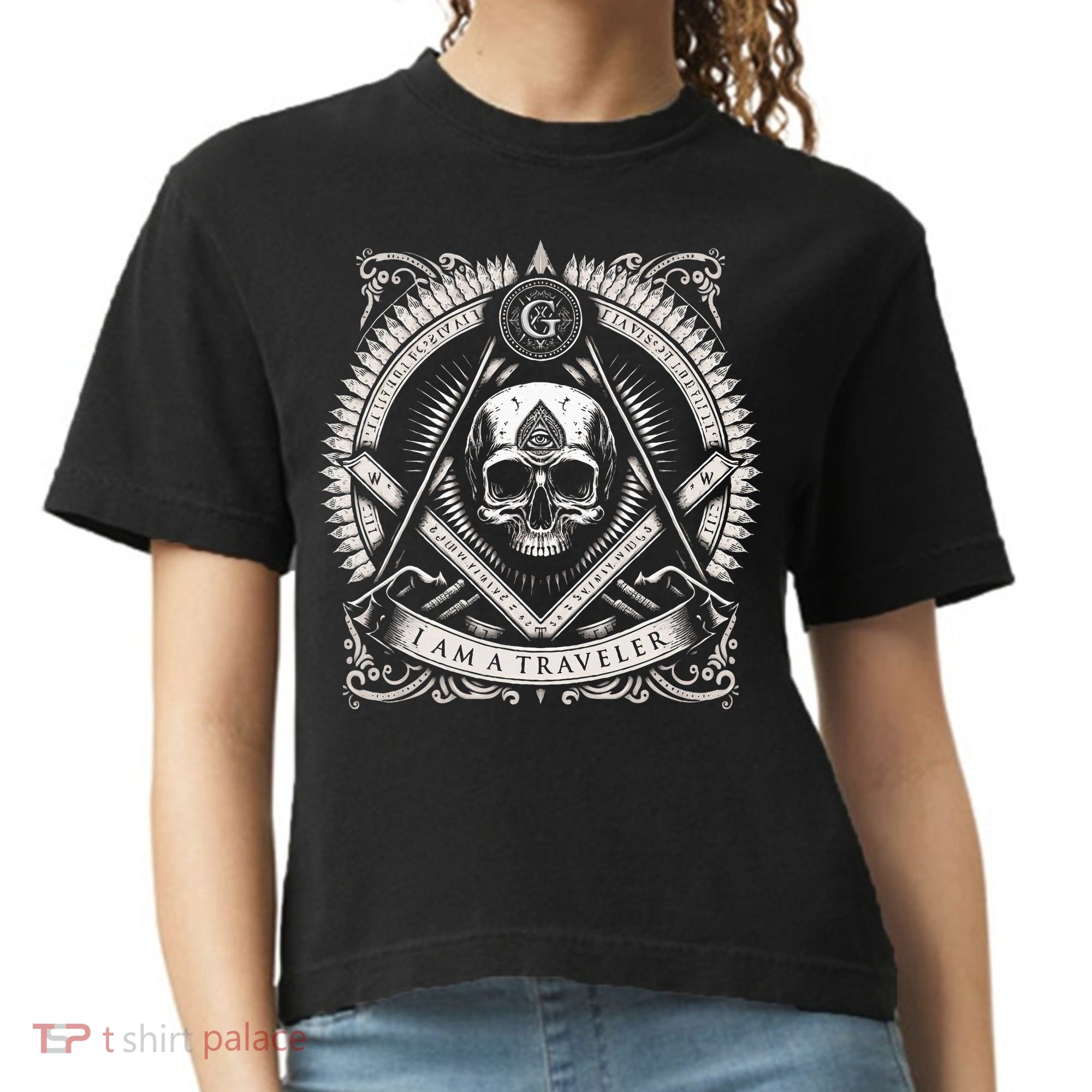 Master Mason Skull Square And Compass Freemason Masonic Comfort Colors Boxy T-Shirt