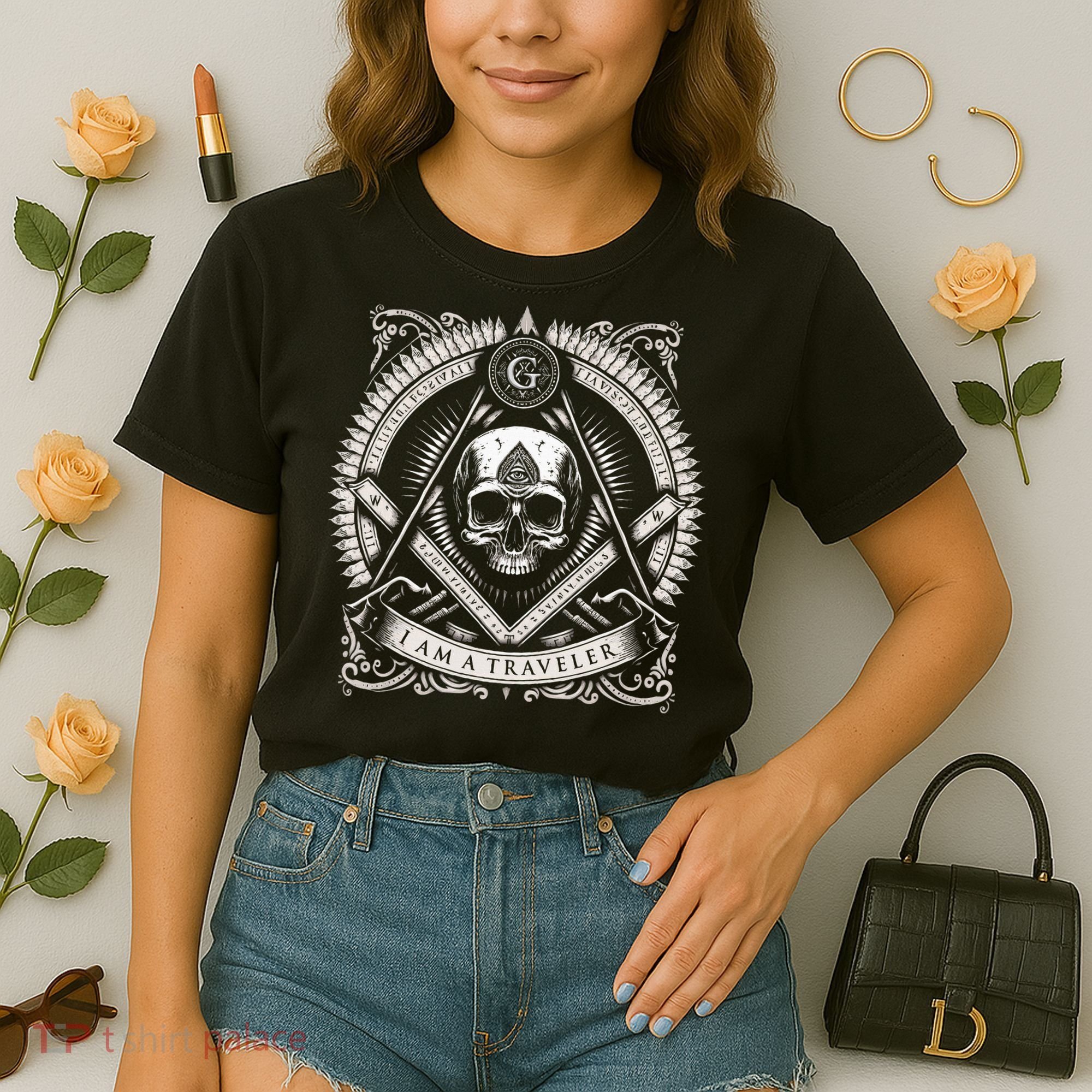 Master Mason Skull Square And Compass Freemason Masonic Comfort Colors Boxy T-Shirt