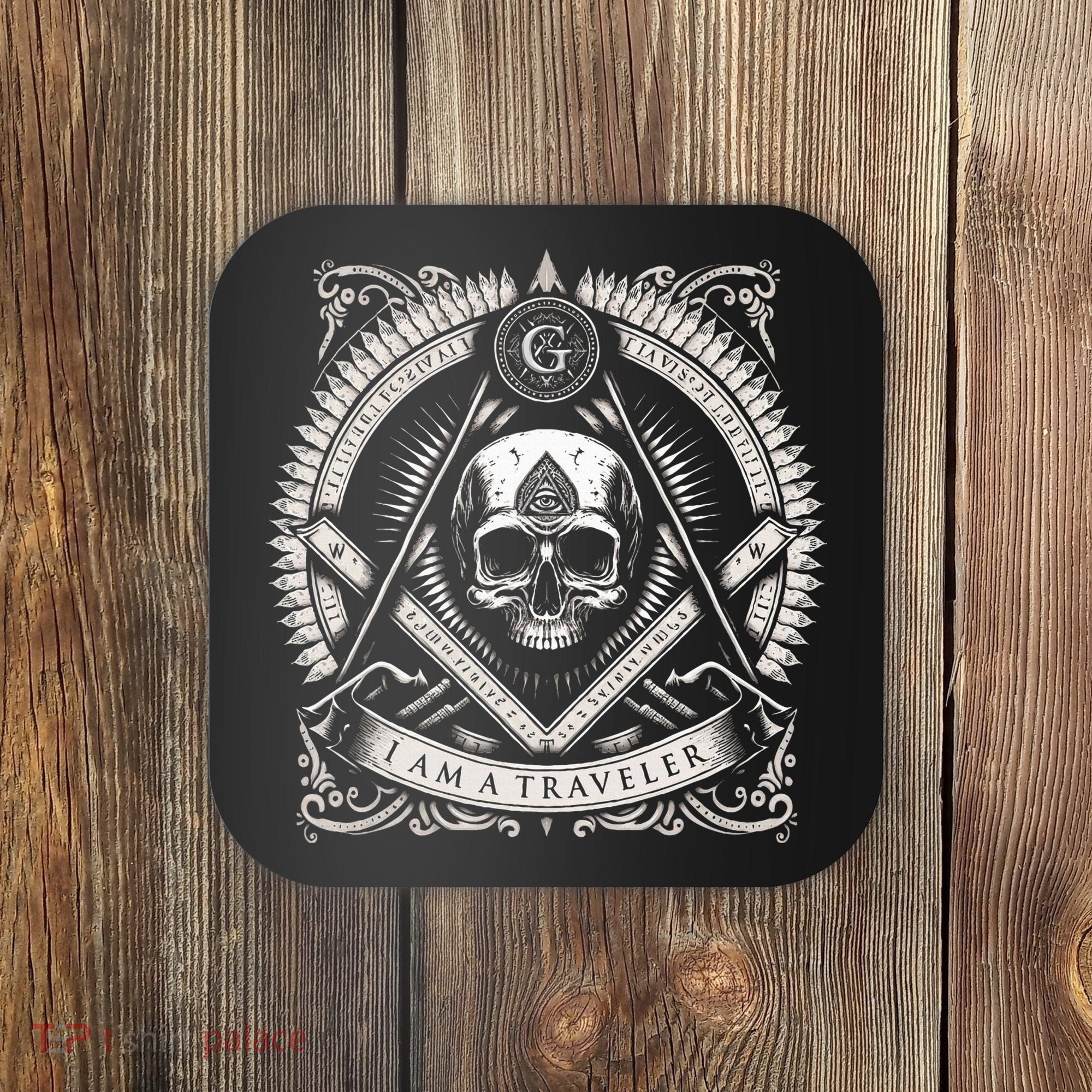Master Mason Skull Square And Compass Freemason Masonic Coaster