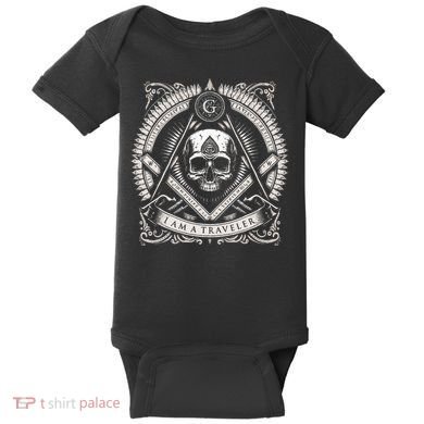 Master Mason Skull Square And Compass Freemason Masonic Baby Bodysuit
