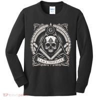 Master Mason Skull Square And Compass Freemason Masonic Kids Long Sleeve Shirt thumb 0