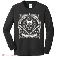 Master Mason Skull Square And Compass Freemason Masonic Kids Long Sleeve Shirt thumb 0