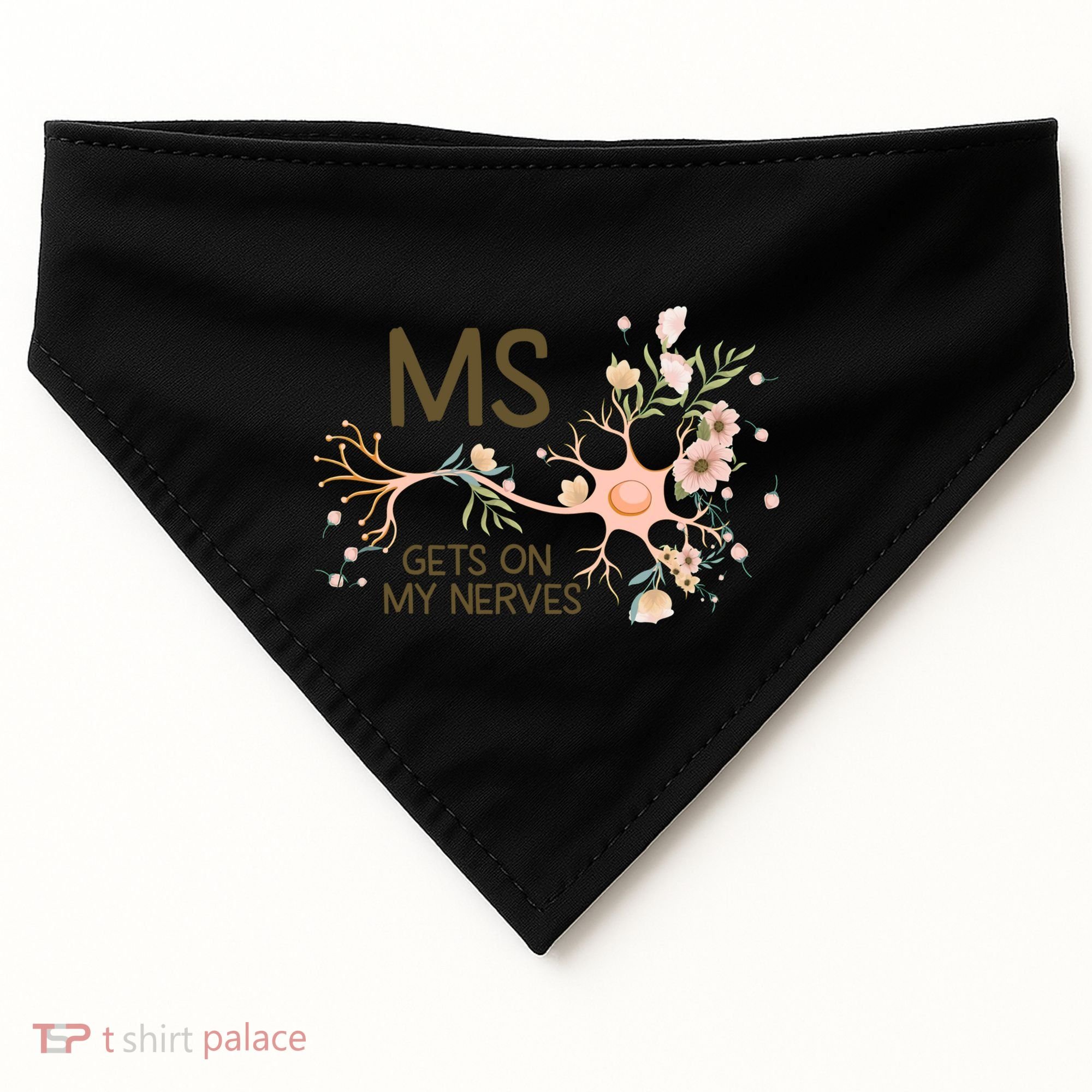 Ms Multiple Sclerosis Gets On My Nerves Orange Ribbon Gift USA-Made Doggie Bandana