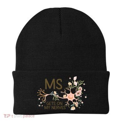 Ms Multiple Sclerosis Gets On My Nerves Orange Ribbon Gift Beanie
