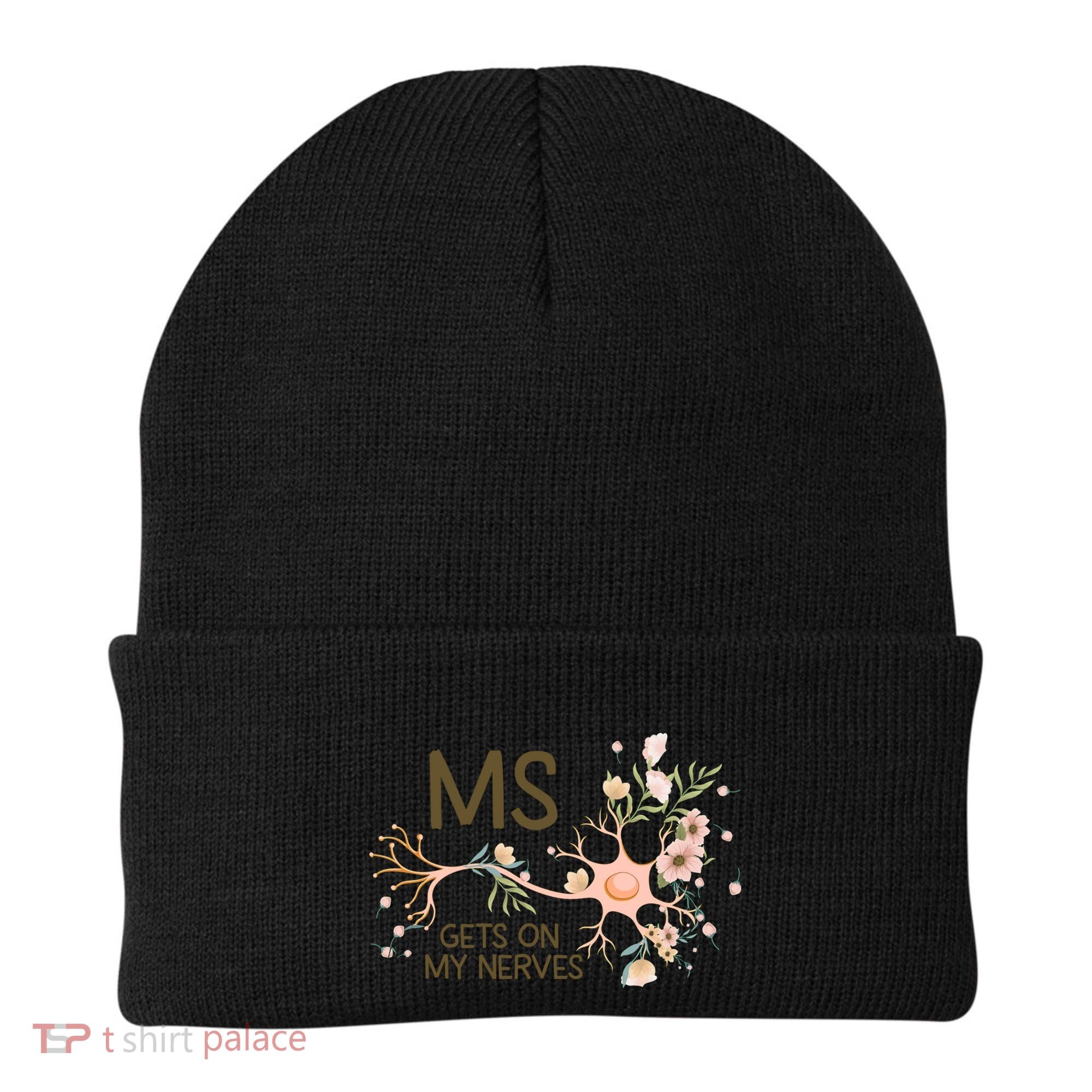 Ms Multiple Sclerosis Gets On My Nerves Orange Ribbon Gift Beanie