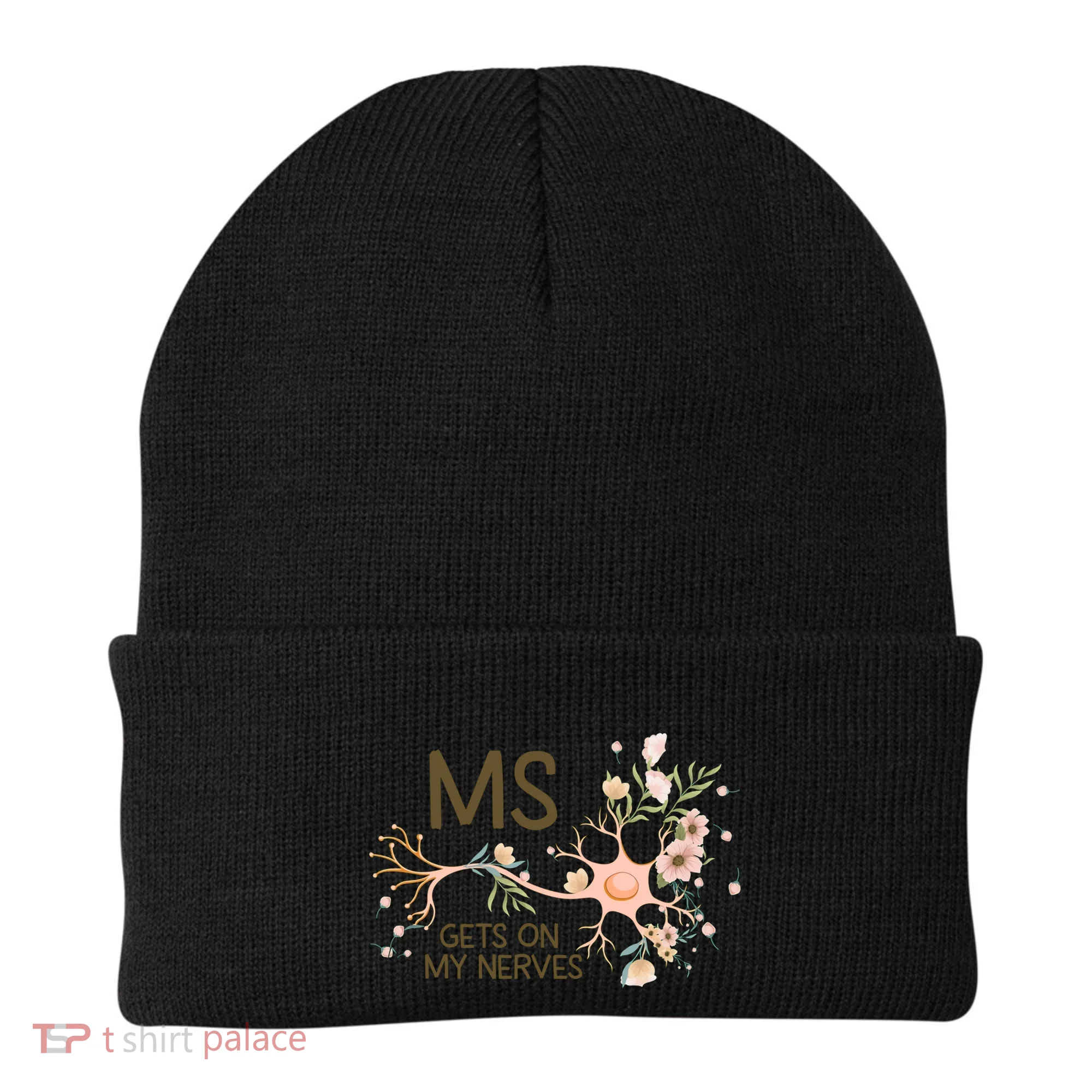 Ms Multiple Sclerosis Gets On My Nerves Orange Ribbon Gift Beanie