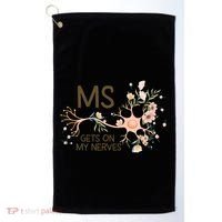 Ms Multiple Sclerosis Gets On My Nerves Orange Ribbon Gift Golf Towel thumb 0