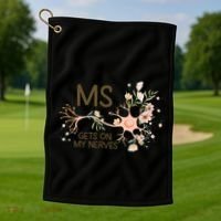 Ms Multiple Sclerosis Gets On My Nerves Orange Ribbon Gift Golf Towel thumb 1