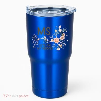 Ms Multiple Sclerosis Gets On My Nerves Orange Ribbon Gift Tumbler