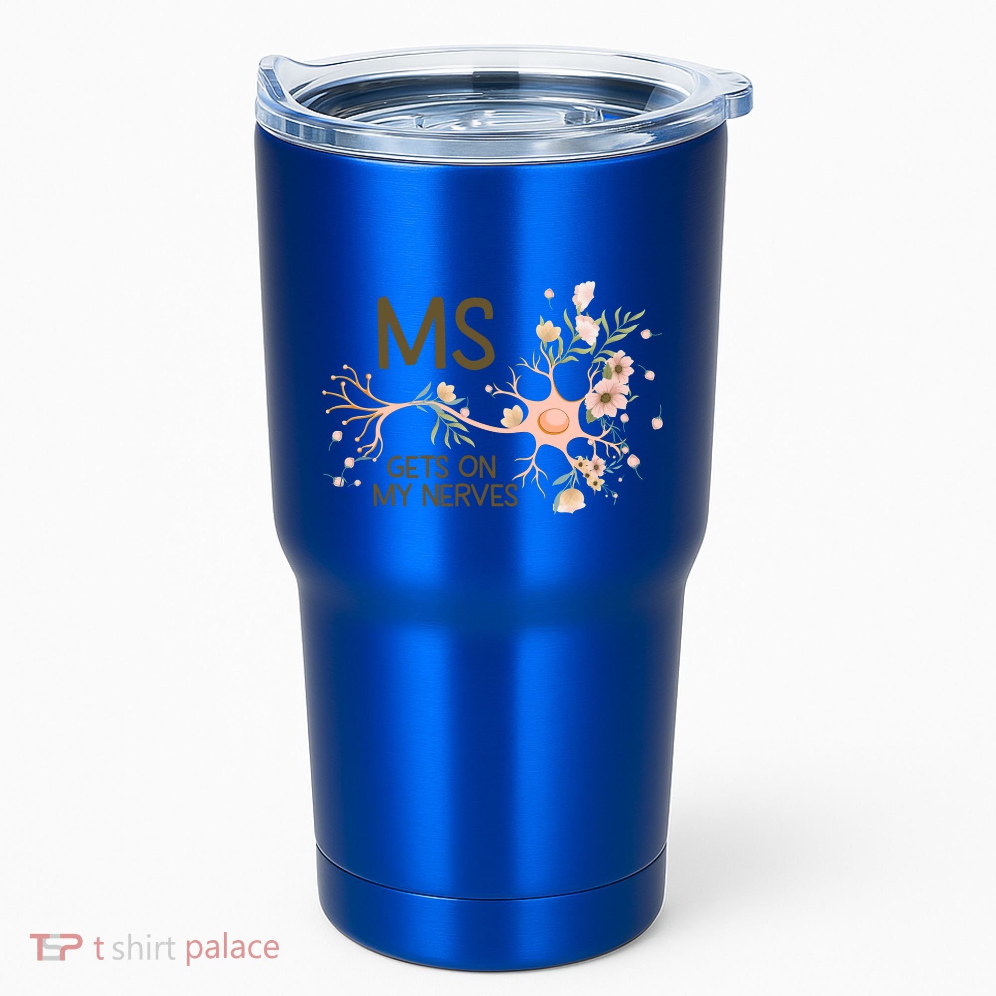 Ms Multiple Sclerosis Gets On My Nerves Orange Ribbon Gift Tumbler