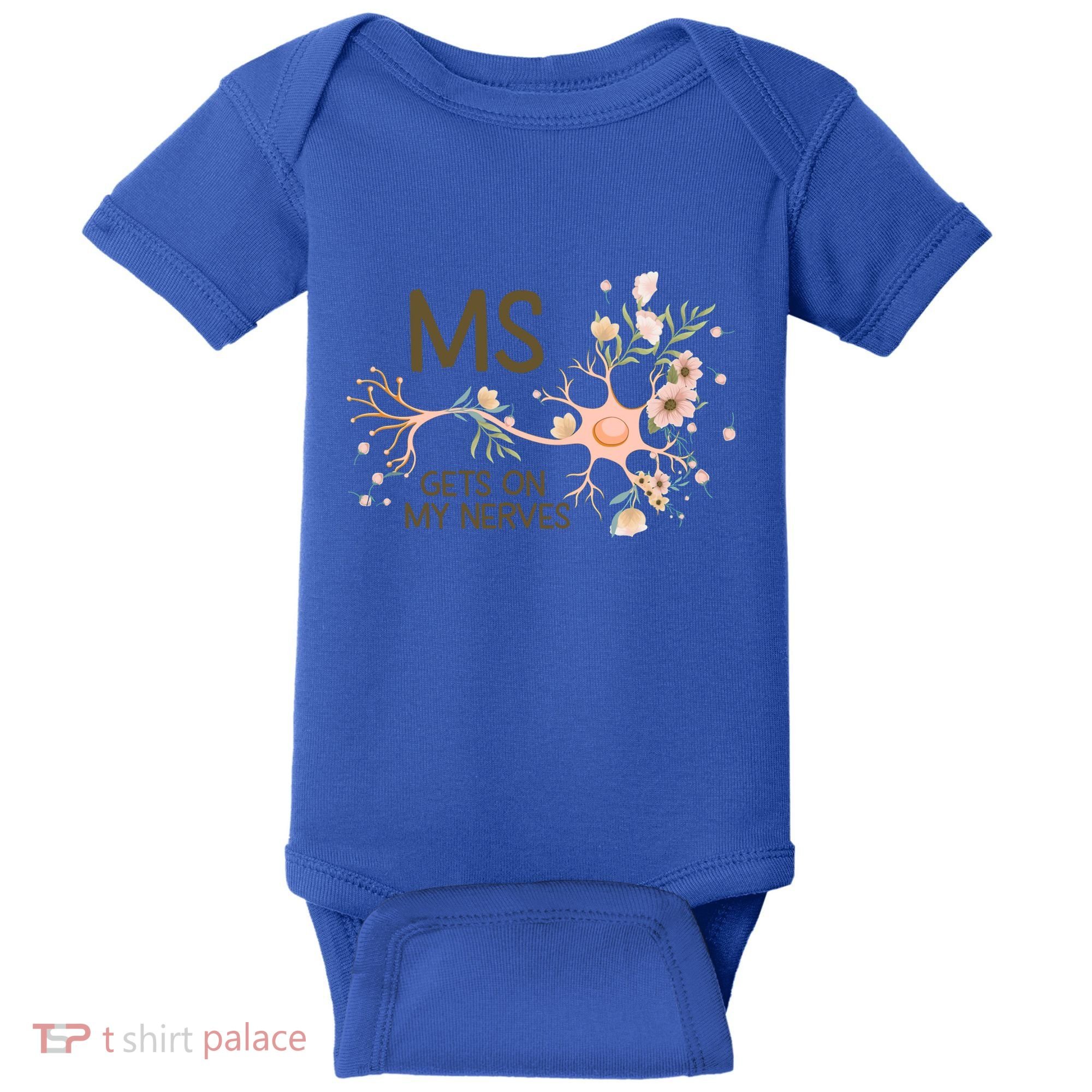 Ms Multiple Sclerosis Gets On My Nerves Orange Ribbon Gift Baby Bodysuit