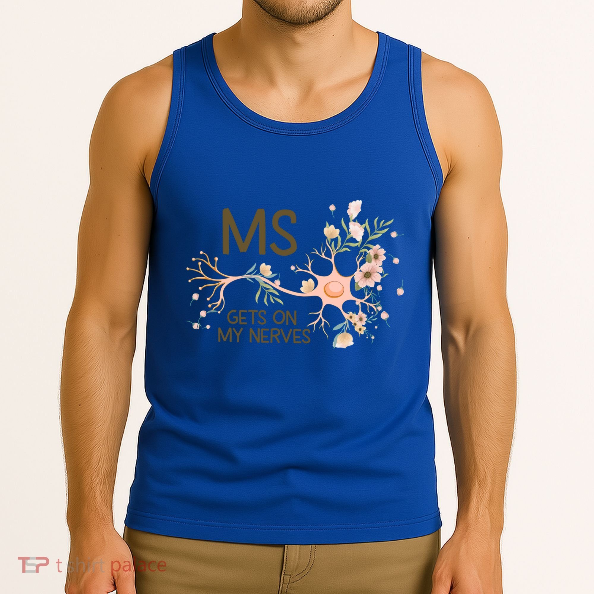 Ms Multiple Sclerosis Gets On My Nerves Orange Ribbon Gift Tank Top