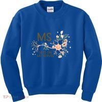 Ms Multiple Sclerosis Gets On My Nerves Orange Ribbon Gift Kids Sweatshirt thumb 0