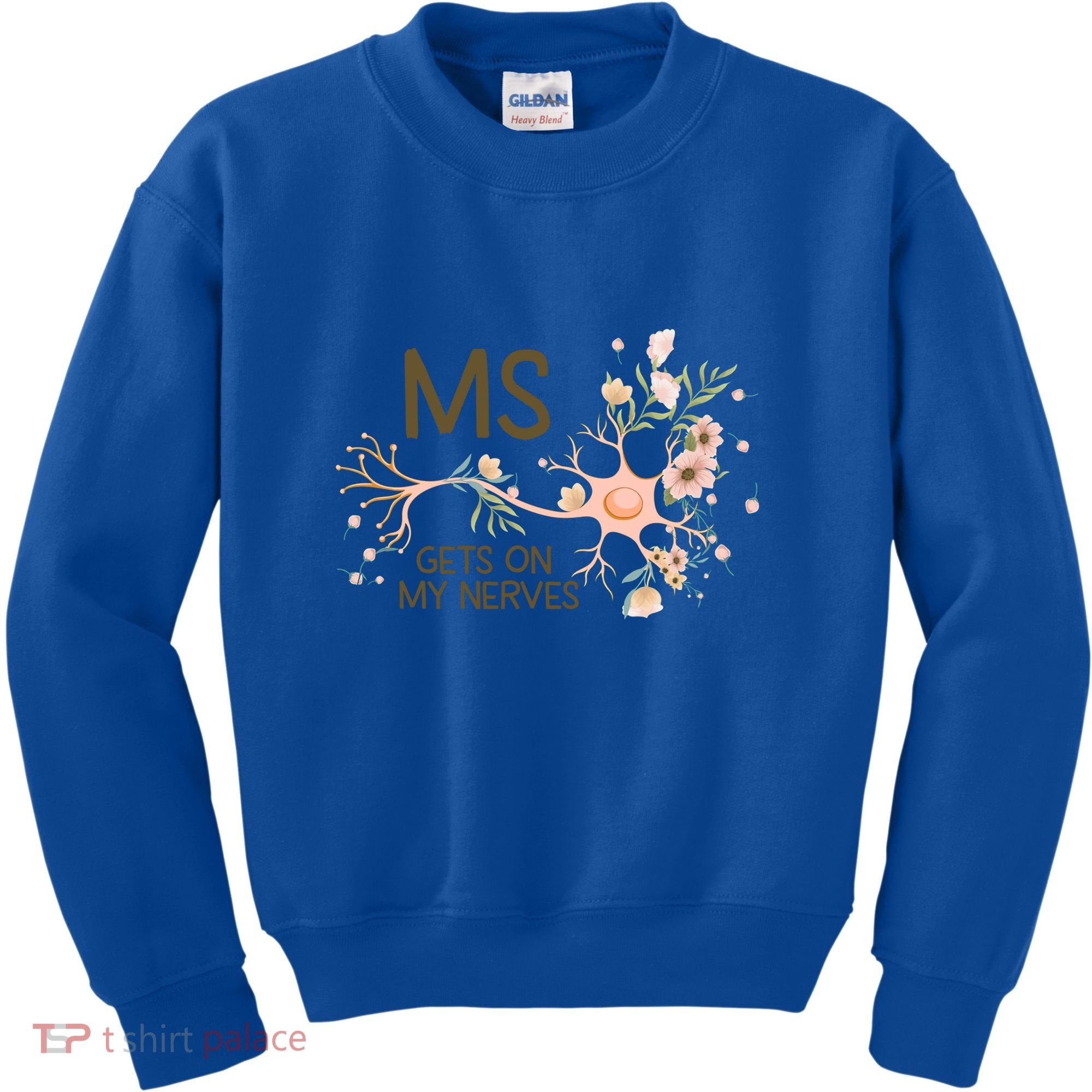 Ms Multiple Sclerosis Gets On My Nerves Orange Ribbon Gift Kids Sweatshirt