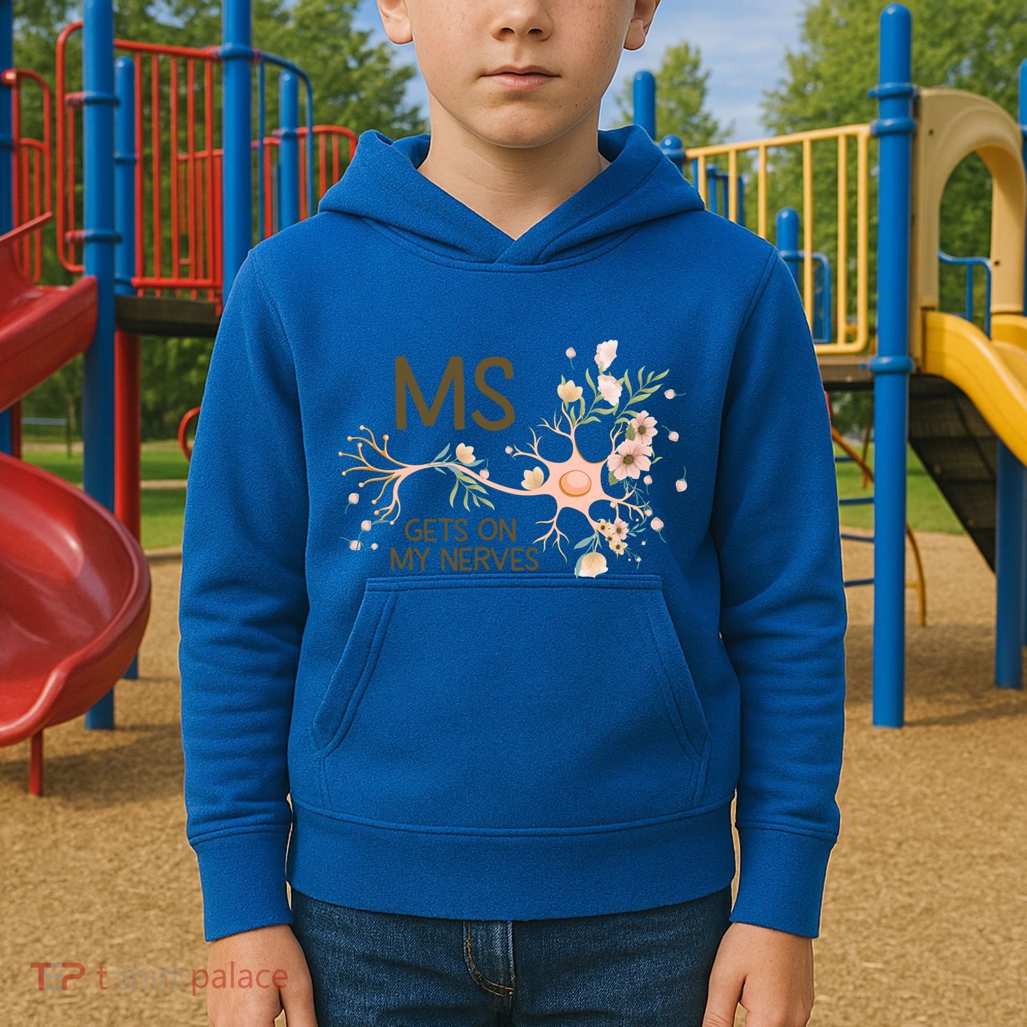 Ms Multiple Sclerosis Gets On My Nerves Orange Ribbon Gift Kids Hoodie