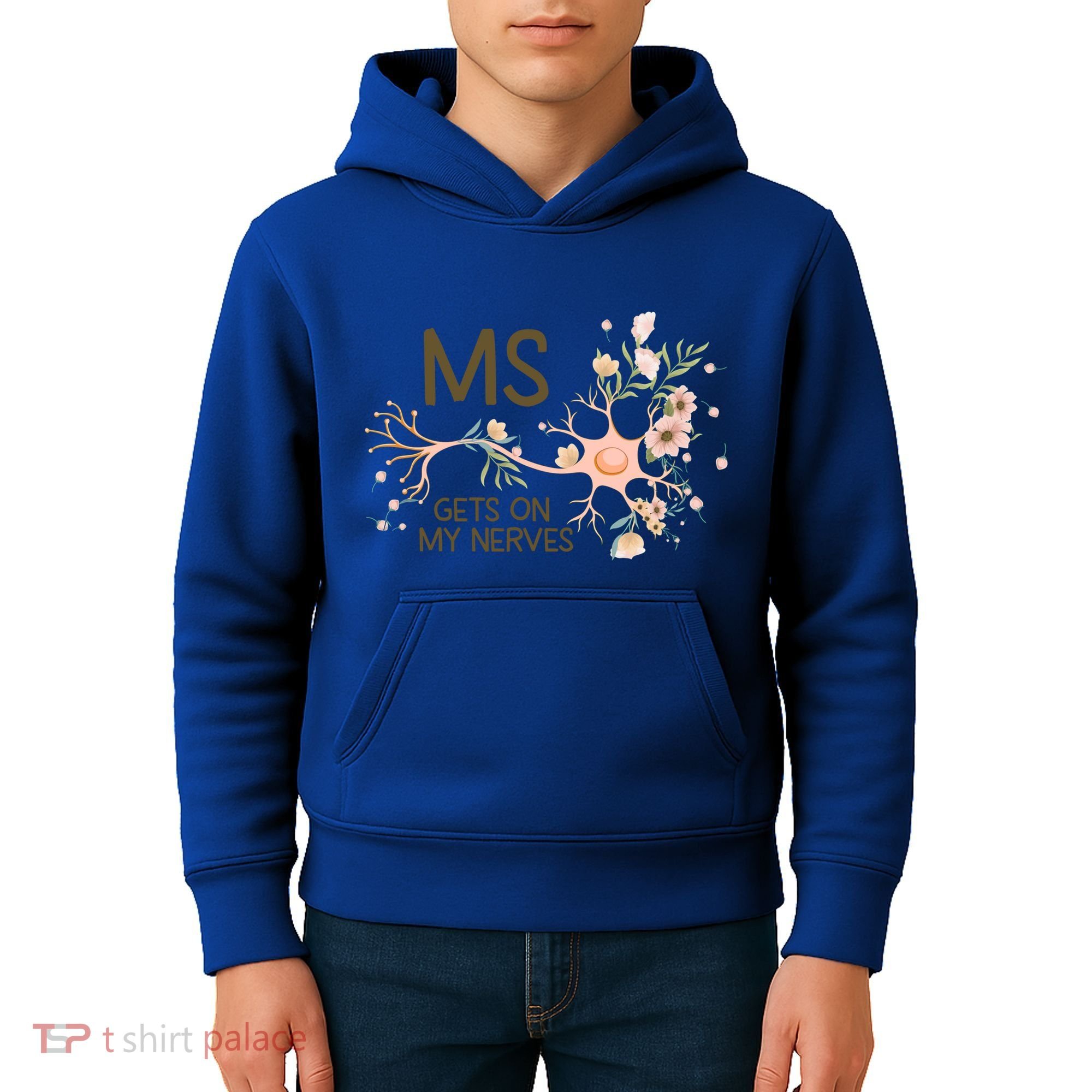 Ms Multiple Sclerosis Gets On My Nerves Orange Ribbon Gift Kids Hoodie