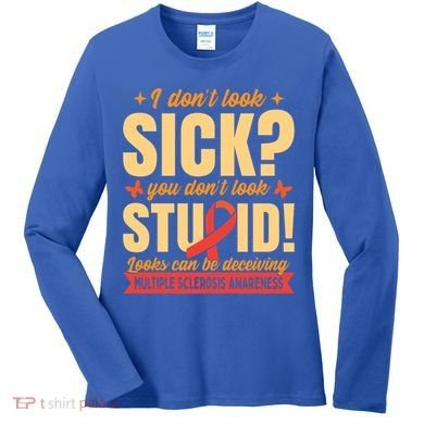 Ms Multiple Sclerosis Awareness Funny Gift Women's Long Sleeve Shirt