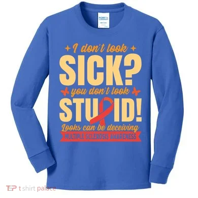 Ms Multiple Sclerosis Awareness Funny Gift Kids Long Sleeve Shirt