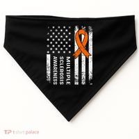 MS Multiple Sclerosis Awareness Orange Ribbon USA-Made Doggie Bandana thumb 0