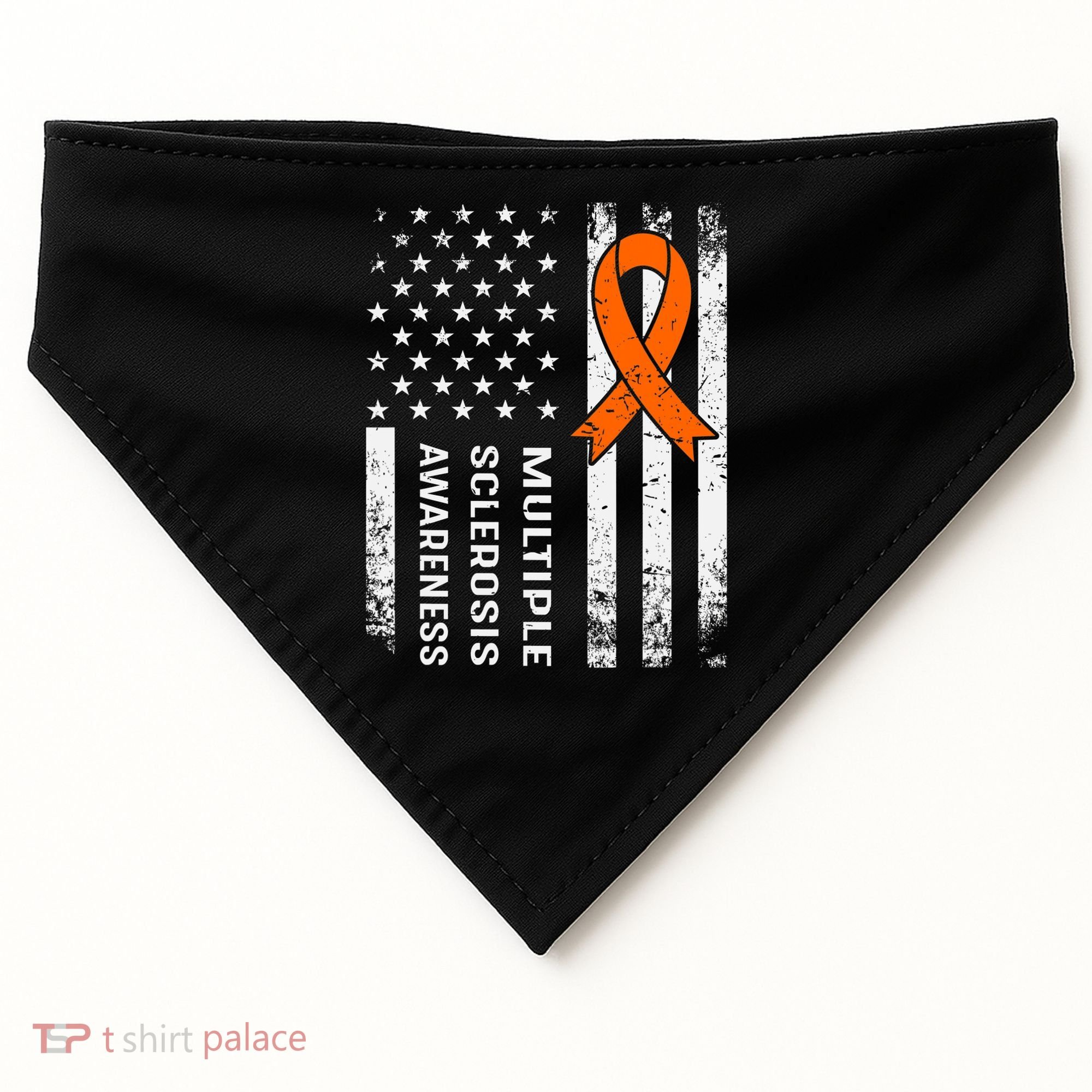 MS Multiple Sclerosis Awareness Orange Ribbon USA-Made Doggie Bandana