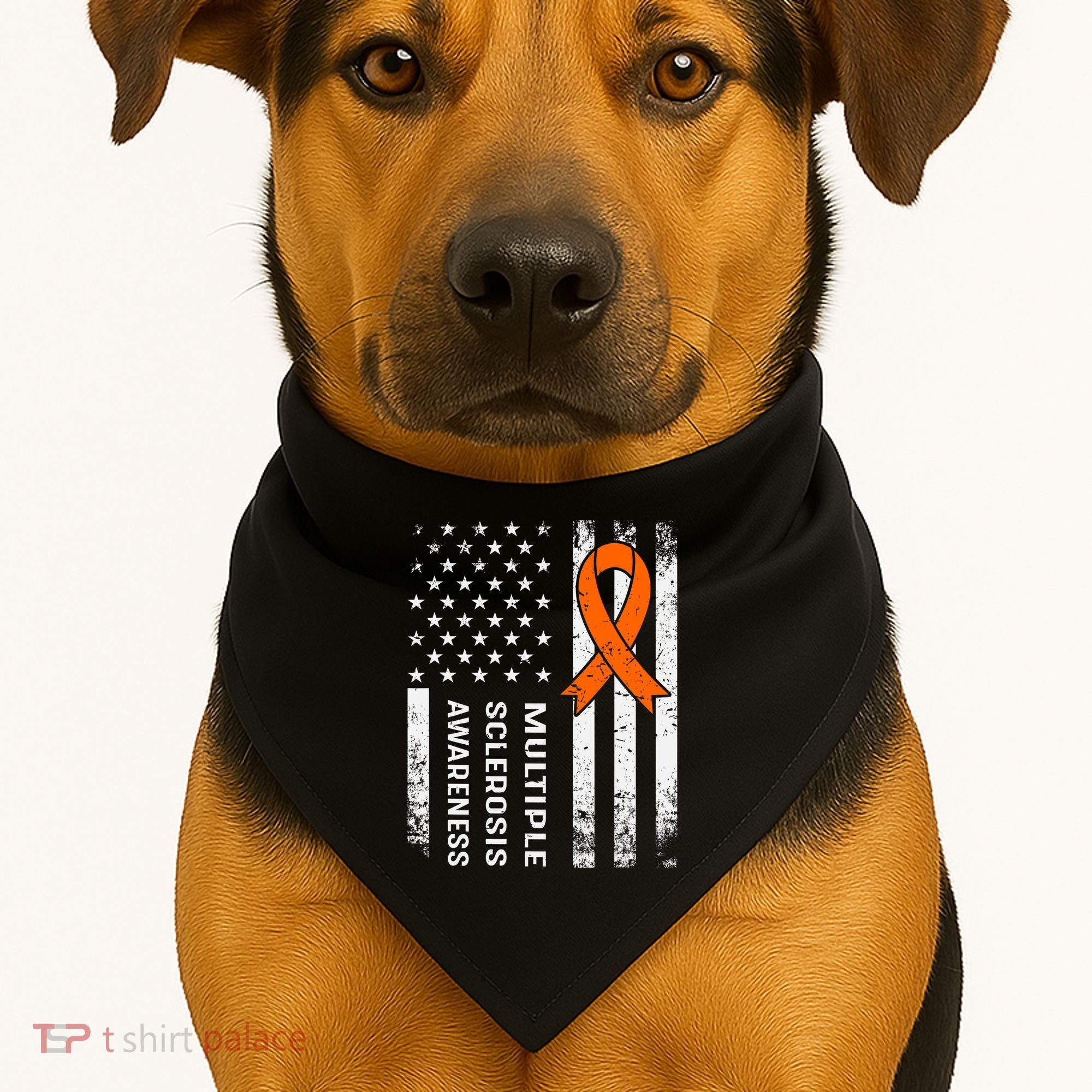 MS Multiple Sclerosis Awareness Orange Ribbon USA-Made Doggie Bandana