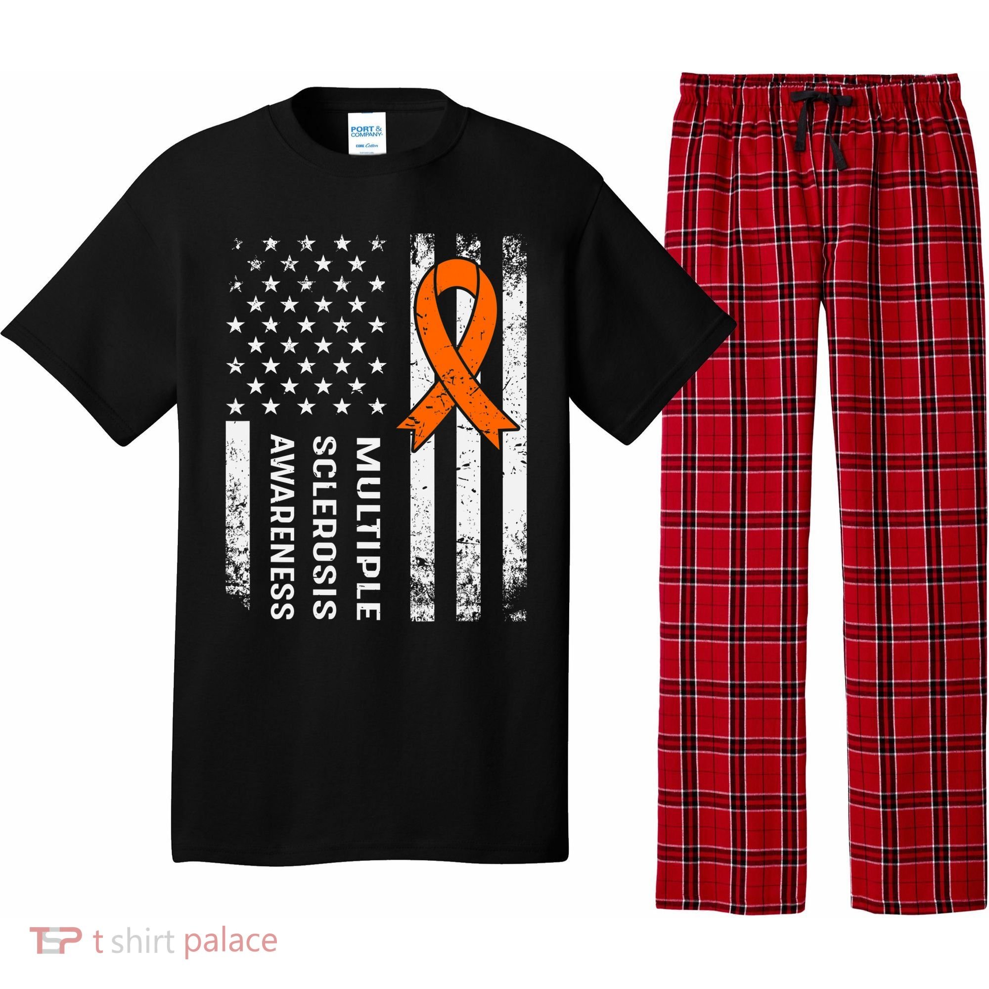 MS Multiple Sclerosis Awareness Orange Ribbon Pajama Set