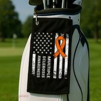 MS Multiple Sclerosis Awareness Orange Ribbon Golf Towel thumb 2