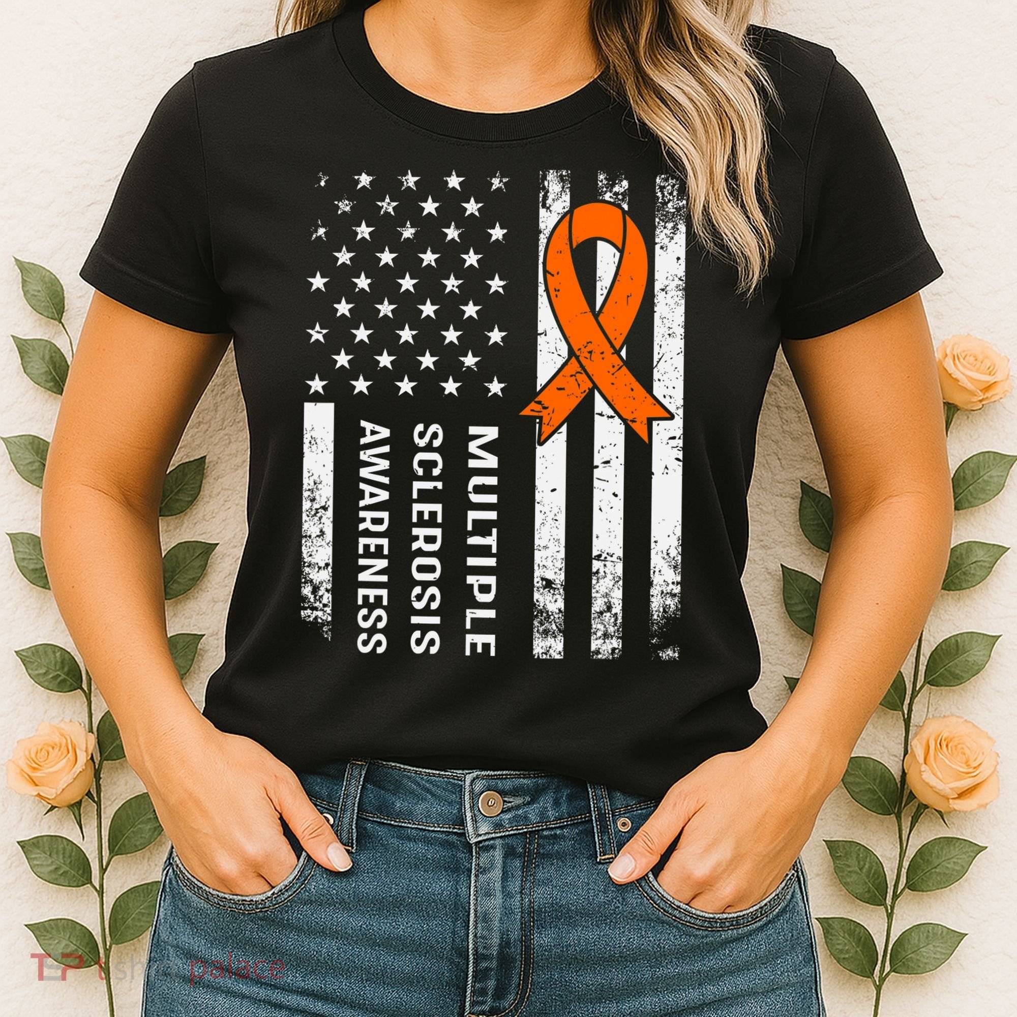 MS Multiple Sclerosis Awareness Orange Ribbon Women's T-Shirt