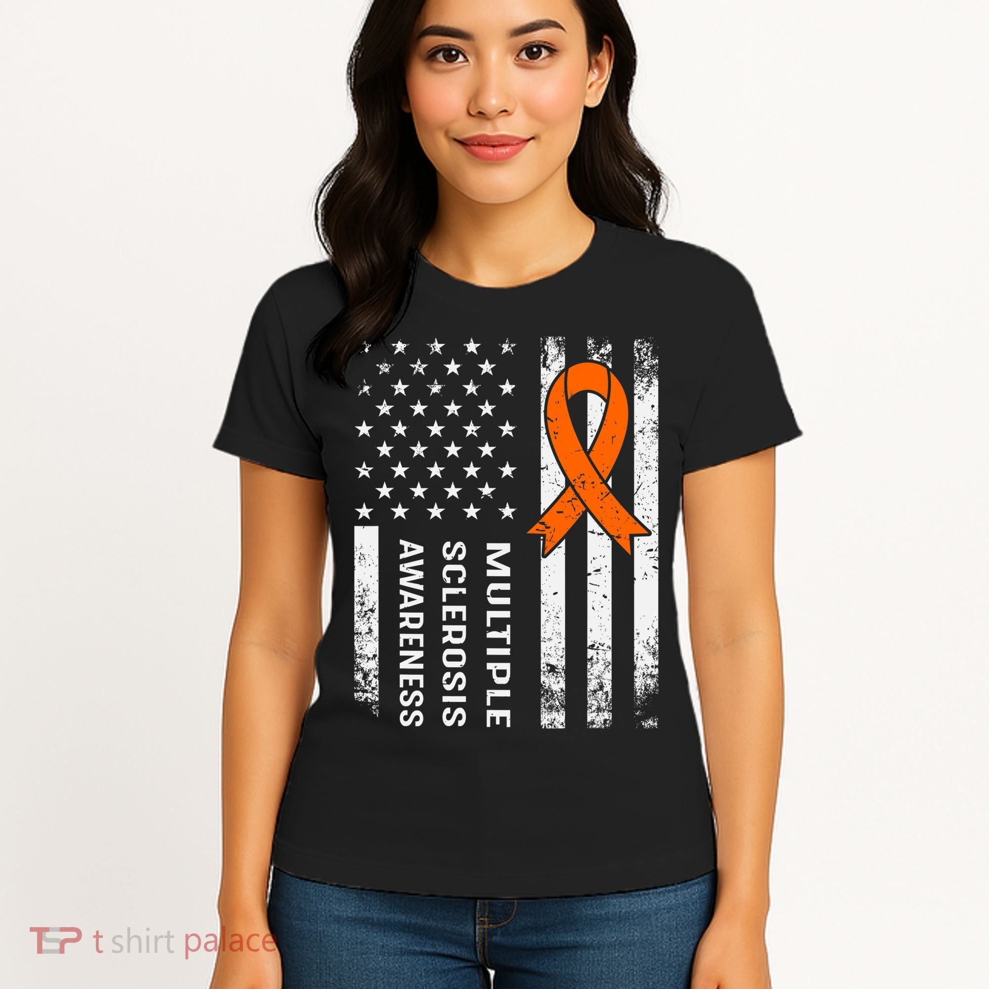 MS Multiple Sclerosis Awareness Orange Ribbon Women's T-Shirt