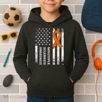 MS Multiple Sclerosis Awareness Orange Ribbon Kids Hoodie thumb 2