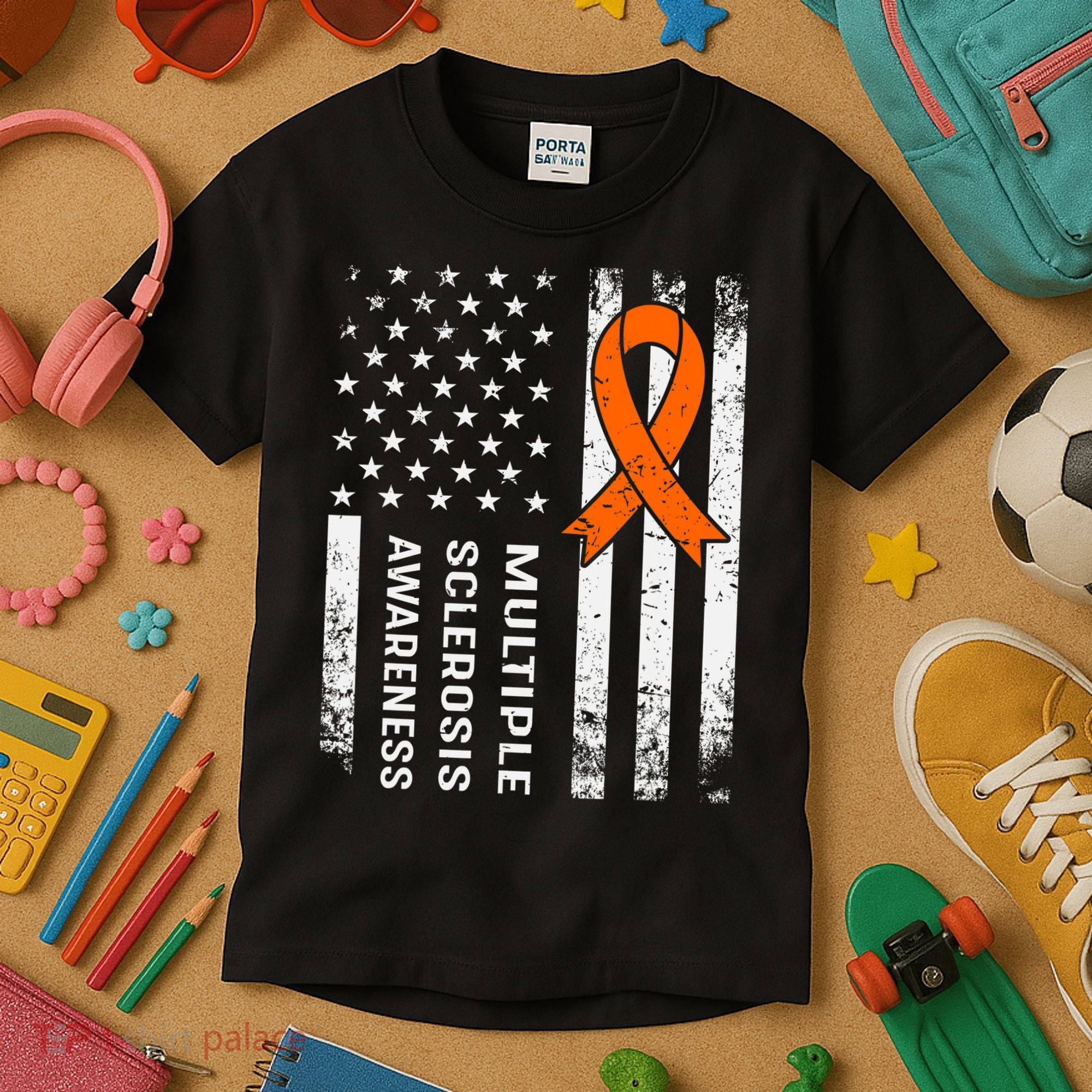 MS Multiple Sclerosis Awareness Orange Ribbon Kids T-Shirt