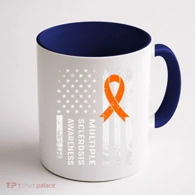 MS Multiple Sclerosis Awareness Orange Ribbon Coffee Mug back