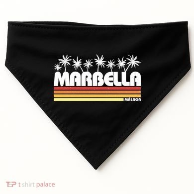 Marbella Malaga Spain Retro Beach Tourism Gift USA-Made Doggie Bandana