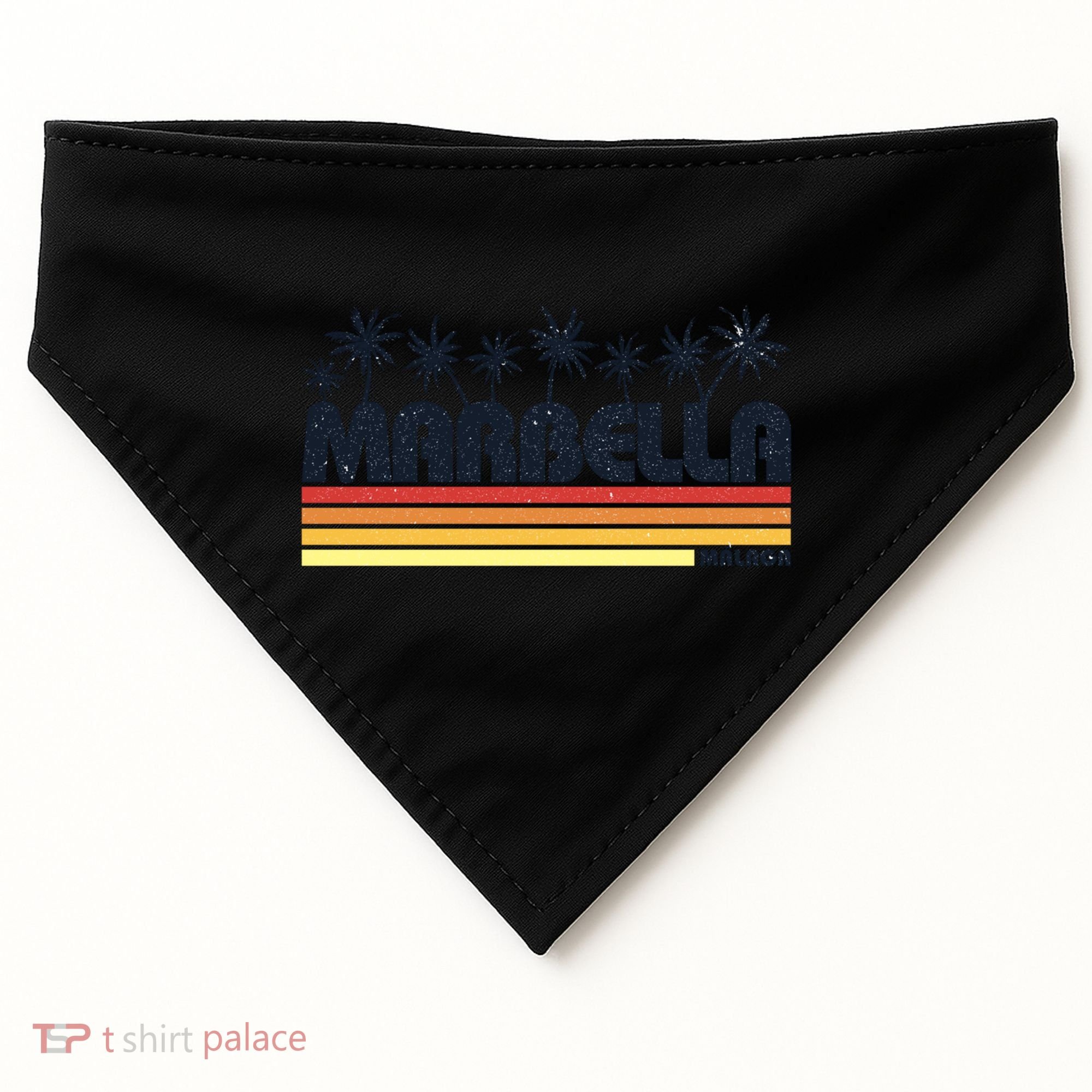 Marbella Malaga Spain Retro Beach Tourism Gift USA-Made Doggie Bandana
