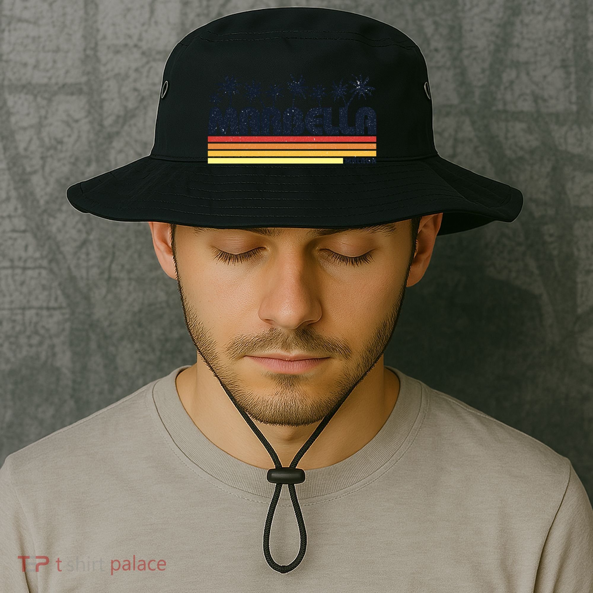 Marbella Malaga Spain Retro Beach Tourism Gift Bucket Hat