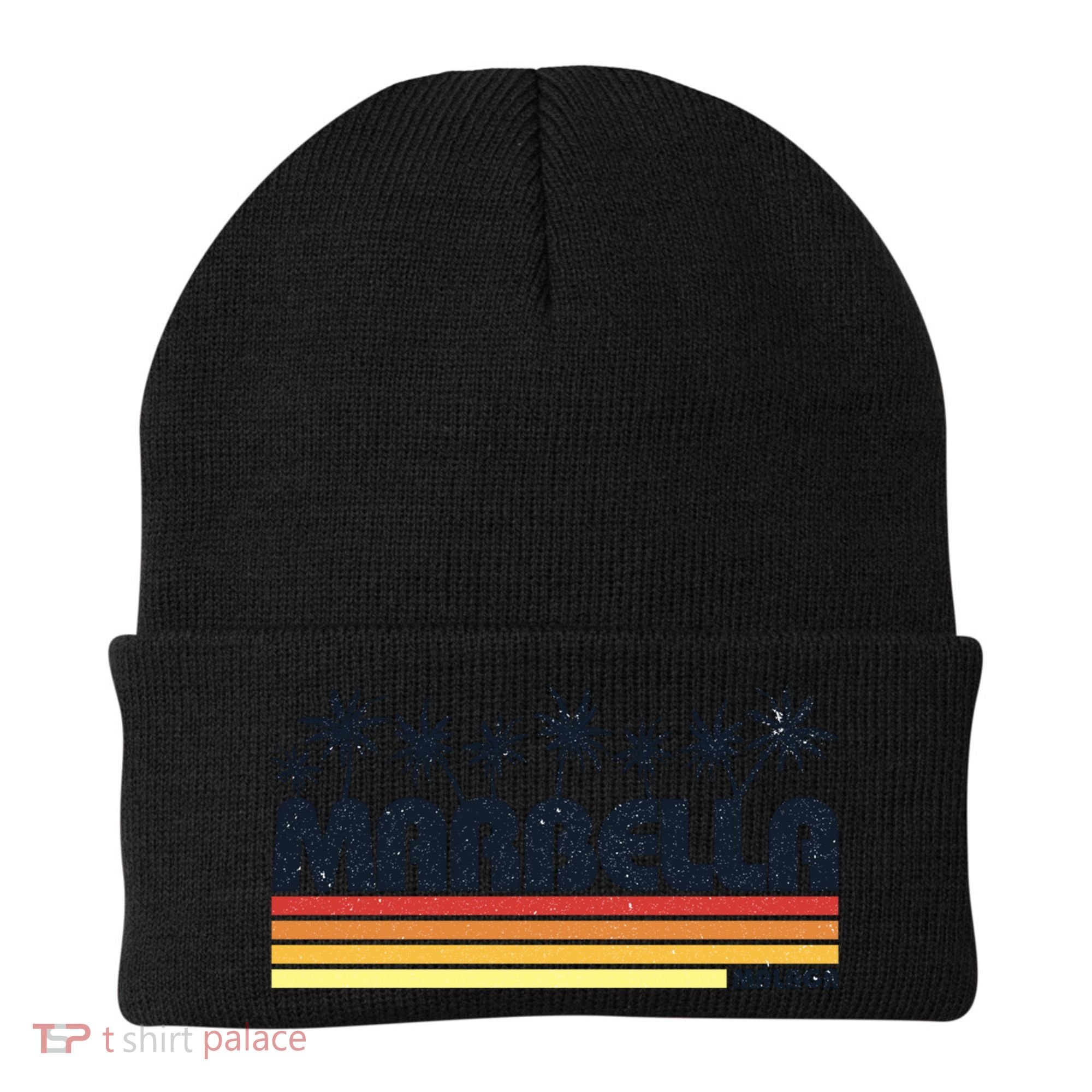 Marbella Malaga Spain Retro Beach Tourism Gift Beanie