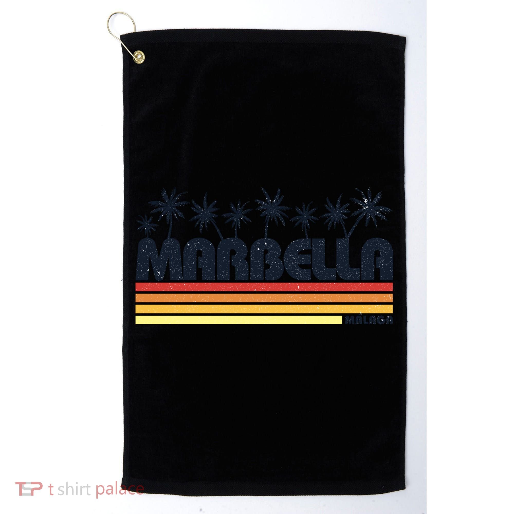 Marbella Malaga Spain Retro Beach Tourism Gift Golf Towel