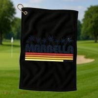 Marbella Malaga Spain Retro Beach Tourism Gift Golf Towel thumb 1