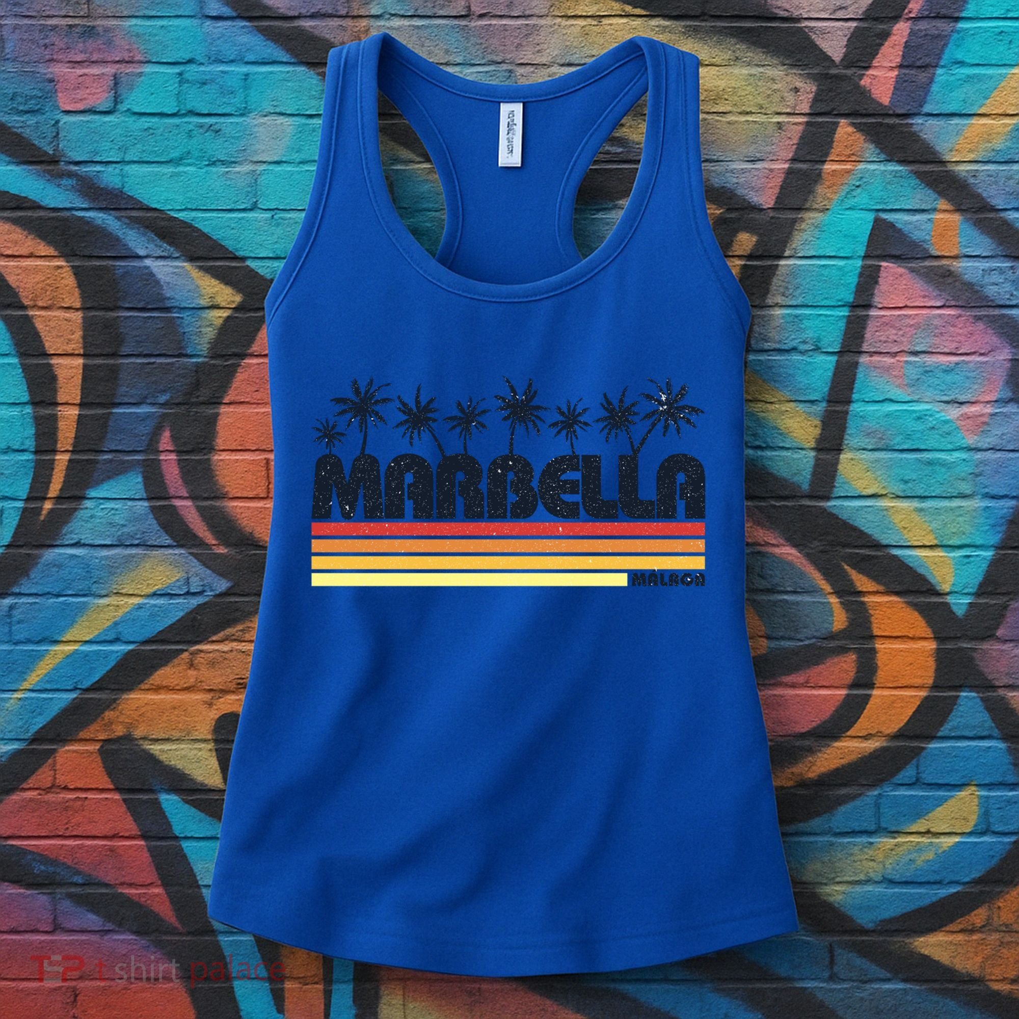 Marbella Malaga Spain Retro Beach Tourism Gift Women's Tank Top
