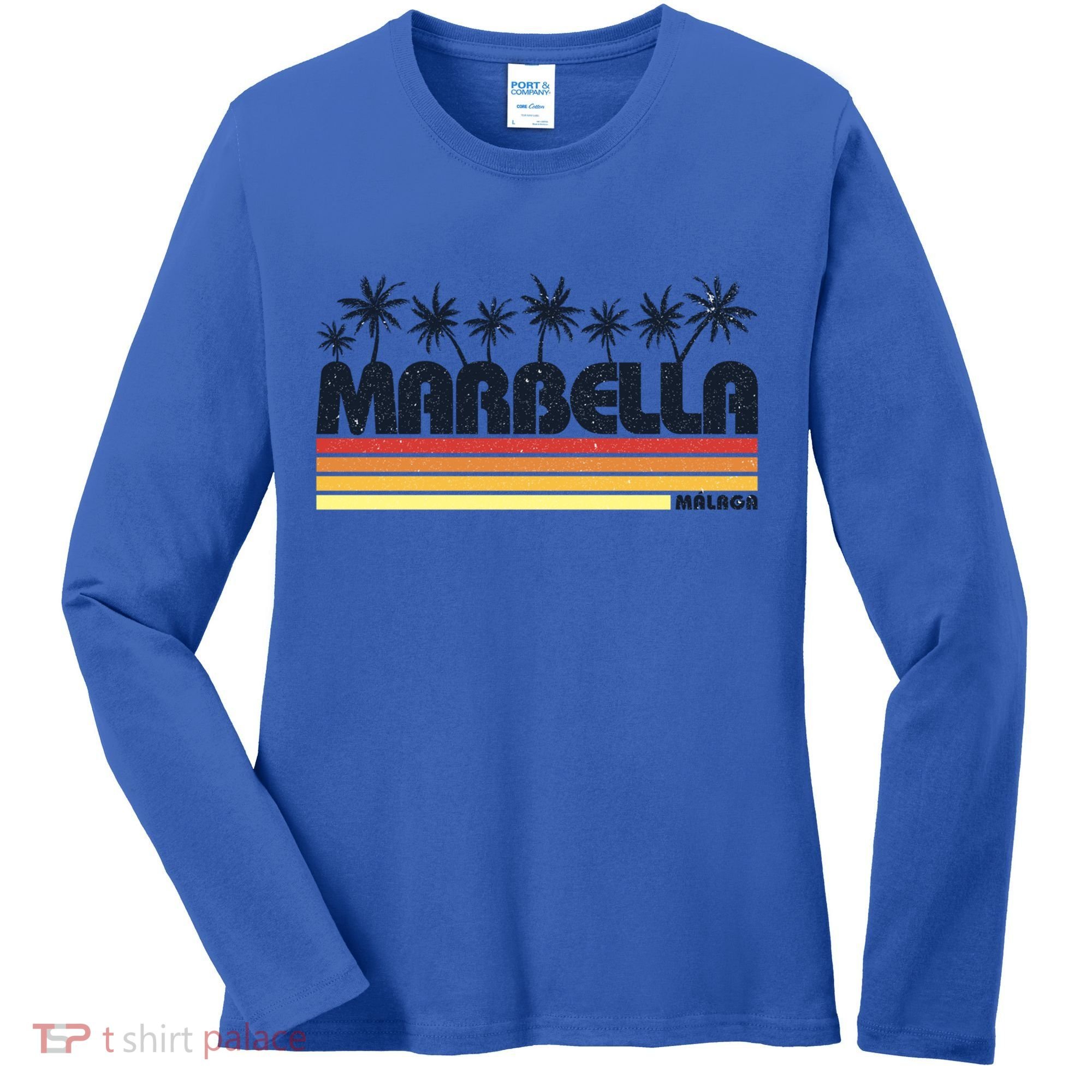 Marbella Malaga Spain Retro Beach Tourism Gift Women's Long Sleeve Shirt