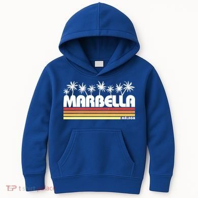 Marbella Malaga Spain Retro Beach Tourism Gift Kids Hoodie