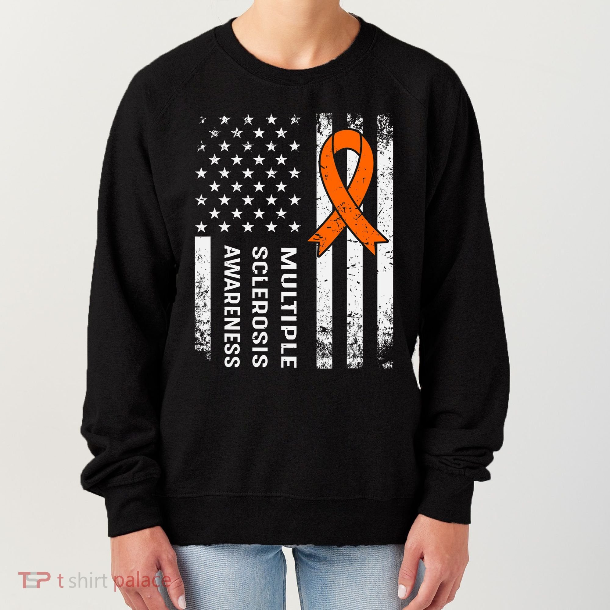 MS Multiple Sclerosis Awareness Orange Ribbon Women's Sweatshirt