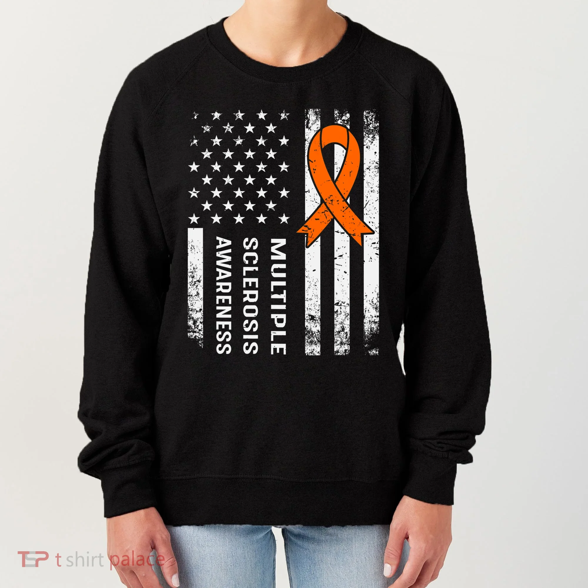 MS Multiple Sclerosis Awareness Orange Ribbon Women's Sweatshirt